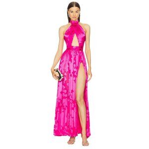 Michael Costello x REVOLVE Carolina Gown in Pink Floral Burnout Small New Womens